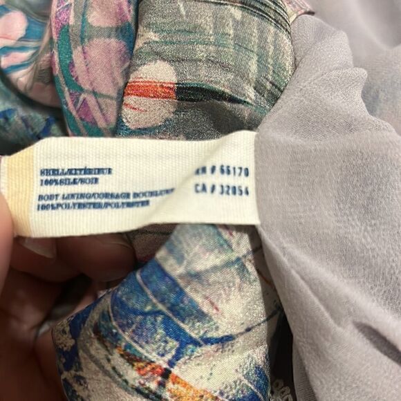 Anthropologie | Anthro Leifdottir Silk Bell Sleeve Square Neck Abstract Dress 0 - Picture 9 of 10